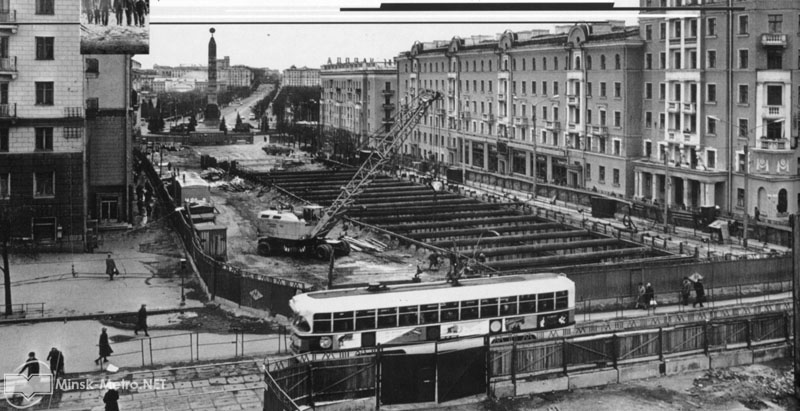 Строительство станции метро Площадь Победы. История метро Минска. Картинка. Фотография